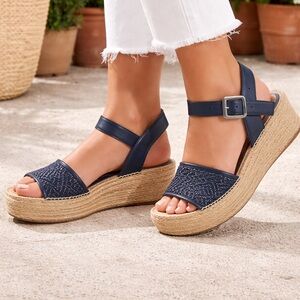 Palomitas Blue Wedge Espadrille Heels Women’s Size 40 U.S. 9.5-10
